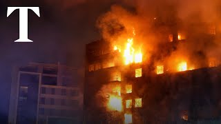 Moment firefighters rescue residents from inferno in Valencia [upl. by Curry]