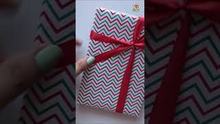 How to Wrap a Ribbon on a Christmas Gift Box  Easy way to wrap a Gift with Ribbon giftwrap [upl. by Ailin400]