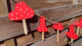 Guirlande de champignons 🍄 Mushroom Garland 🍄DIY BRICOLAGE AUTOMNE 🍂 [upl. by Ambrosane981]