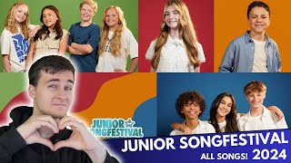 JUNIOR SONGFESTIVAL 2024 ALL SONGS REACTION  NETHERLANDS JESC 🇳🇱 [upl. by Ycnan]