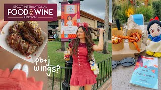 lets go to food amp wine at EPCOT i tried PBampJ wings 🧀🍷 [upl. by Manon]