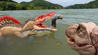 T REX VS SPINOSAURUS 🦖 THE LAKESIDE BATTLE trex spinosaurus [upl. by Aihsei]