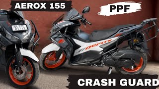 Yamaha Aerox 155 modified  accessories PART1 Crash Guard Saddle Stay  Top Rack Set  PPF 2024 [upl. by Leandre94]