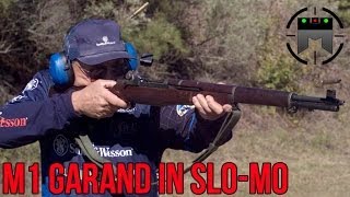 M1 Garand in High Speed Slowmo Rapid fire  Clip quotpingquot with Jerry Miculek [upl. by Anegal834]