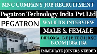 Pegatron Technology India Pvt Ltd Job VacancyMale amp FemaleTamilnadu JobsMnc JobsPermanent Jobs [upl. by Alyam755]