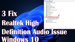 Realtek High Definition Audio Driver Issue  3 Fix How To [upl. by Adniles900]