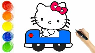 Hello Kitty Playing Football Drawing and Coloring For Kids Toddlers [upl. by Broadbent]