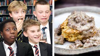 British Highschoolers Try Biscuits and Gravy for the First Time [upl. by Nedroj]