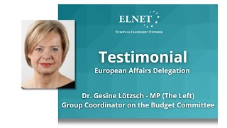 Interview of Dr Gesine Lötzsch  MP  participated in ELNETs European Affairs Delegation [upl. by Eidurt]