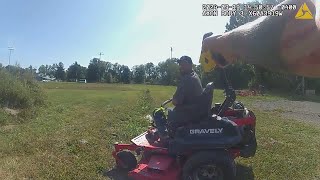 Suspect Tries to Evade Arrest on Lawnmower Cops [upl. by Llibyc]