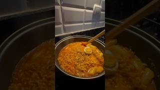 Ramen with tteokbokki💞 asmr shrots asmreating [upl. by Atinev]