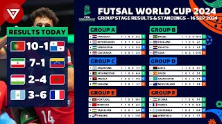 🔴 MD1 FIFA FUTSAL WORLD CUP 2024 Group Results amp Standings Table as of 16 Sep 2024 [upl. by Quillon]