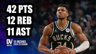 Giannis Antetokounmpo vs Wizards 42 pts 12 reb 11 ast  Nov 30 2024  Regular Season [upl. by Eam]