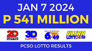 Lotto Result January 7 2024 9pm PCSO [upl. by Packston]