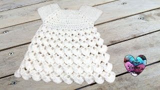 Robe point en relief crochet toutes tailles  Dress all sizes crochet english subtitles [upl. by Kcirdef]