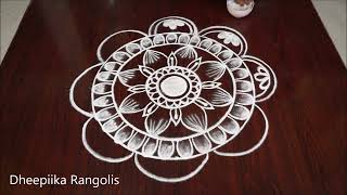 Beautiful easy freehand muggulu for Sankranthi festival Latest big Pongal Kolam [upl. by Elisabeth522]