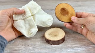 Gift Idea Amazing DIY Idea with Baby Socks and Tree Logs [upl. by Ishmael]