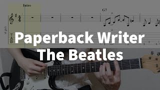 Paperback Writer  The Beatles  guitar tab easy [upl. by Eelarat]