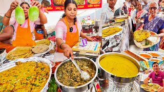 Khandesh Special Veg Food Thali  मटका पुरणपोली बैंगन भर्ता झुणका भाकरी और थालीपीठ  Street Food [upl. by Aicina]