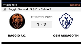 BAGGIO FC VS OSM ASSAGO TH 12 1°GIORNATA CAMPIONATO 2425 [upl. by Cianca]