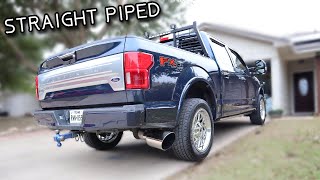 30 Powerstroke straight piped 2019 f150 Deleted and Tuned 4quot straight pipe to 8quot tip [upl. by Schlosser480]