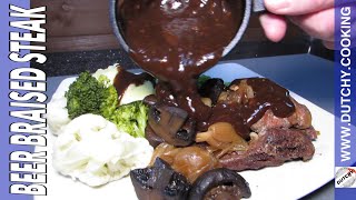 Dutch Oven Beer Braised Steak  Dutchy Cooking [upl. by Ybroc867]