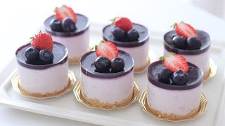 ブルーベリーのレアチーズケーキの作り方 NoBake Blueberry Cheesecake｜HidaMari Cooking [upl. by Yffat]