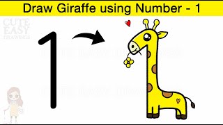 How to Turn 1 into Giraffe  Learn to Draw Giraffe using number  1  Coloring and Drawing Giraffe [upl. by Gifferd]