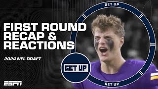 NFL DRAFT FIRST ROUND RECAP amp REACTIONS Penix Jr to Falcons McCarthy to Vikings amp more  Get Up [upl. by Leanard]