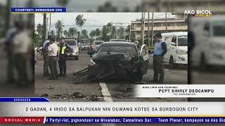 2 gadan 4 irido sa salpukan nin duwang kotse sa Sorsogon City  via Regine Bue [upl. by Volnak146]