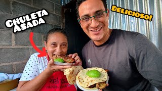 La mejor CHULETA ASADA con TORTILLAS hechas a mano por mi MAMÁ [upl. by Dammahom]