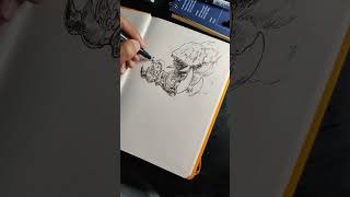 Sketching Monster Head With Fineliner [upl. by Dimah]