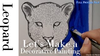 Lets Paint Decorative Leopard Head Coral Blue for Maximalist Interior Home Aesthetic Fire Crackling [upl. by Eleanore]