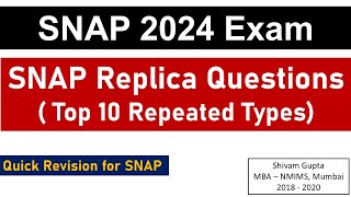 SNAP 2024 Exam Top 10 Replica Questions for SNAP  Most Repeated  Mission SIBM Pune [upl. by Aicina]