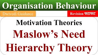 maslows hierarchy of needs maslow theory of motivation maslows need hierarchy theory OB [upl. by Wildee]