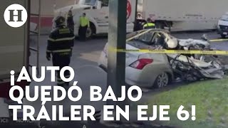 ¡Trágico percance Hombre pierde la vida tras impactar su coche con un tráiler en Eje 6 Sur [upl. by Yeh]