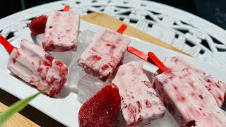 COMO HACER PALETAS DE FRESAS CON CREMA [upl. by Gilberta]