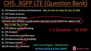 Question Bank Ch5  3GPP LTE  Lec 2  LMRMobile Communication  Sem 7 EXTC [upl. by Atinrahs]