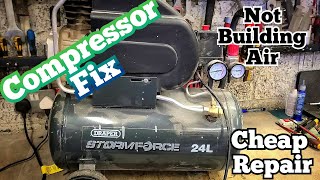 How to repair a air compressor that is running but not building any air Draper Storm Force [upl. by Gaeta]