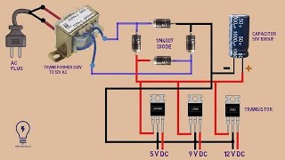 how to convert 220 v AC to DC 12 V 9V 5V  AC 240v to DC 12v converter [upl. by Derdle282]