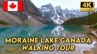 WALKING AT MAGNIFICENT MORAINE LAKE CANADA  4K UHD Video Walk [upl. by Aivekal395]