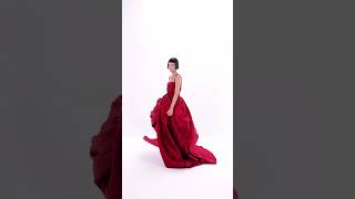 Saiid Kobeisy  Couture FallWinter 2024  Red Draped Taffeta Dress [upl. by Rowland]