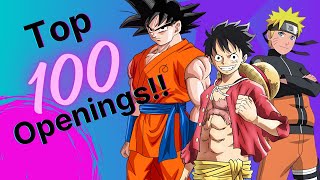 My TOP 100 Anime Openings OF ALL TIME Till April 2024 [upl. by Evadnee]