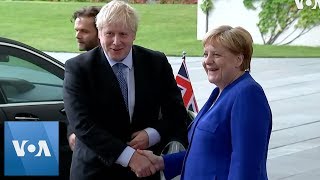 German Chancellor Merkel Welcomes British Prime Minister Johnson to Discuss Brexit Deal [upl. by Olzsal]