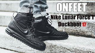 Nike Lunar Force 1 Duckboot 17 quotBlackquot Onfeet Review  sneakersby [upl. by Survance]