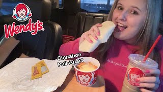 Trying Wendys NEW Cinnabon PullAparts and Breakfast Burrito [upl. by Assilana153]