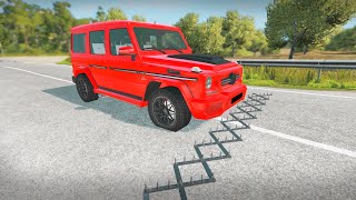 Mobil vs Spikes Speed Bump27 BeamNG Drive [upl. by Ennaihs474]