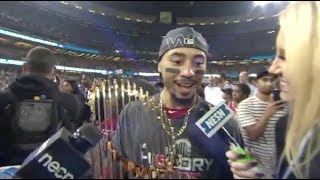 Mookie Betts 2018 World Series On Field Celebration Interview [upl. by Dotty]