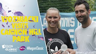 Wozniacki visits Cannon Hill Park [upl. by Nnylylloh]