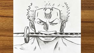 How to draw anime character for beginners  How to draw Zoro Roronoa  ONE PIECE [upl. by Siskind62]